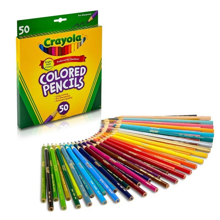 Crayola Colored Pencil Set, 50 Ct, Back to School Supplies for Teachers, Asstd Colors, Beginner C... | Walmart (US)