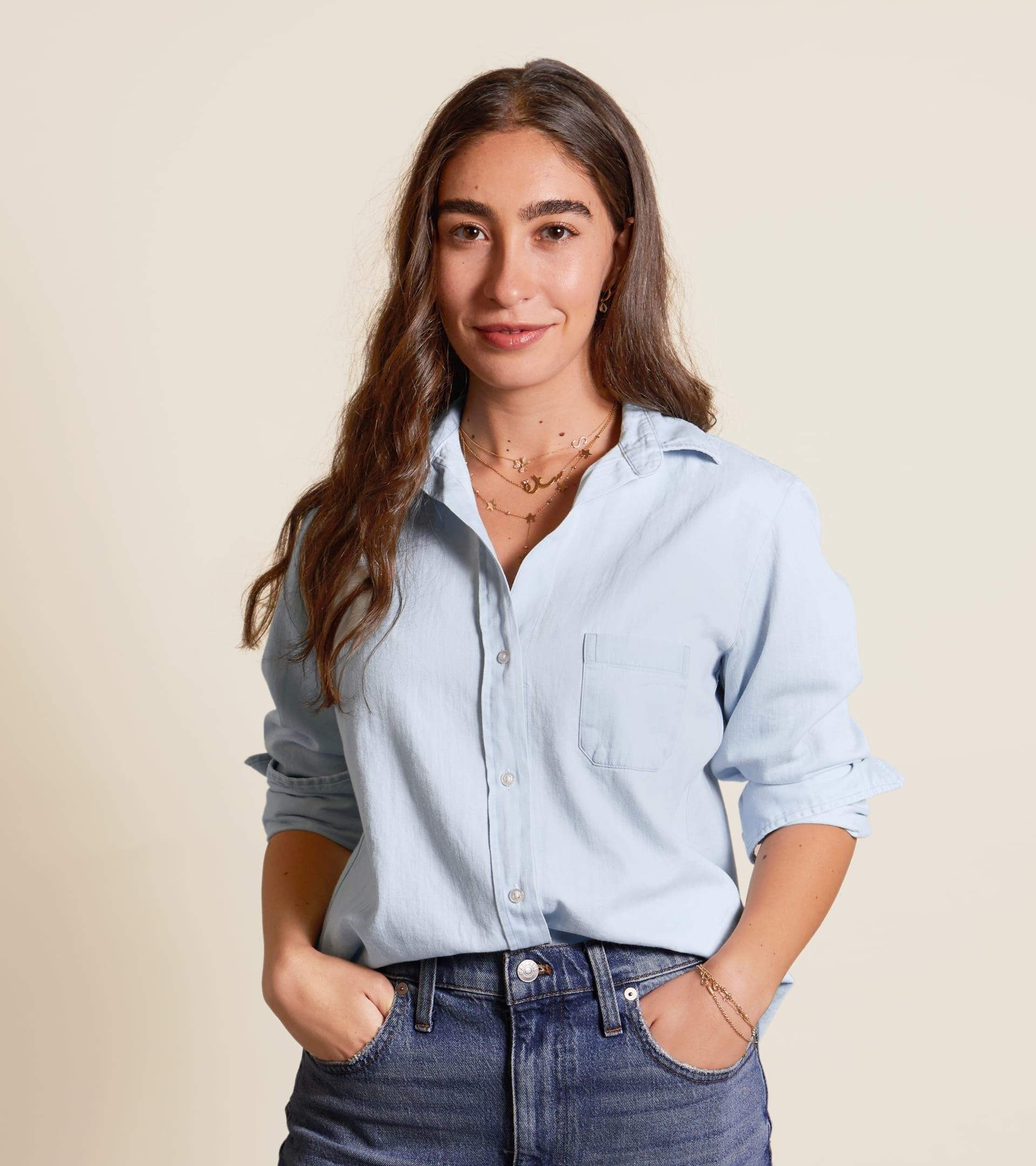 The Hero Button-Up Shirt Light Wash, Cotton Denim | Grayson