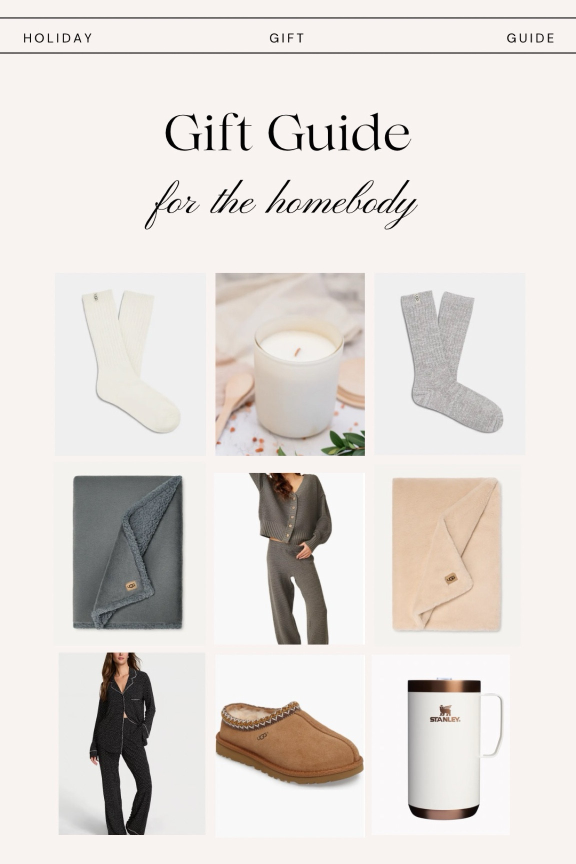 Gift guide for her 
Blanket 
Cozy socks 
Pajamas 
Uggs 


#LTKCyberWeek #LTKGiftGuide #LTKHoliday