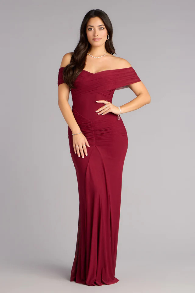 Katie Mesh Off-The-Shoulder Formal Dress | Windsor Stores