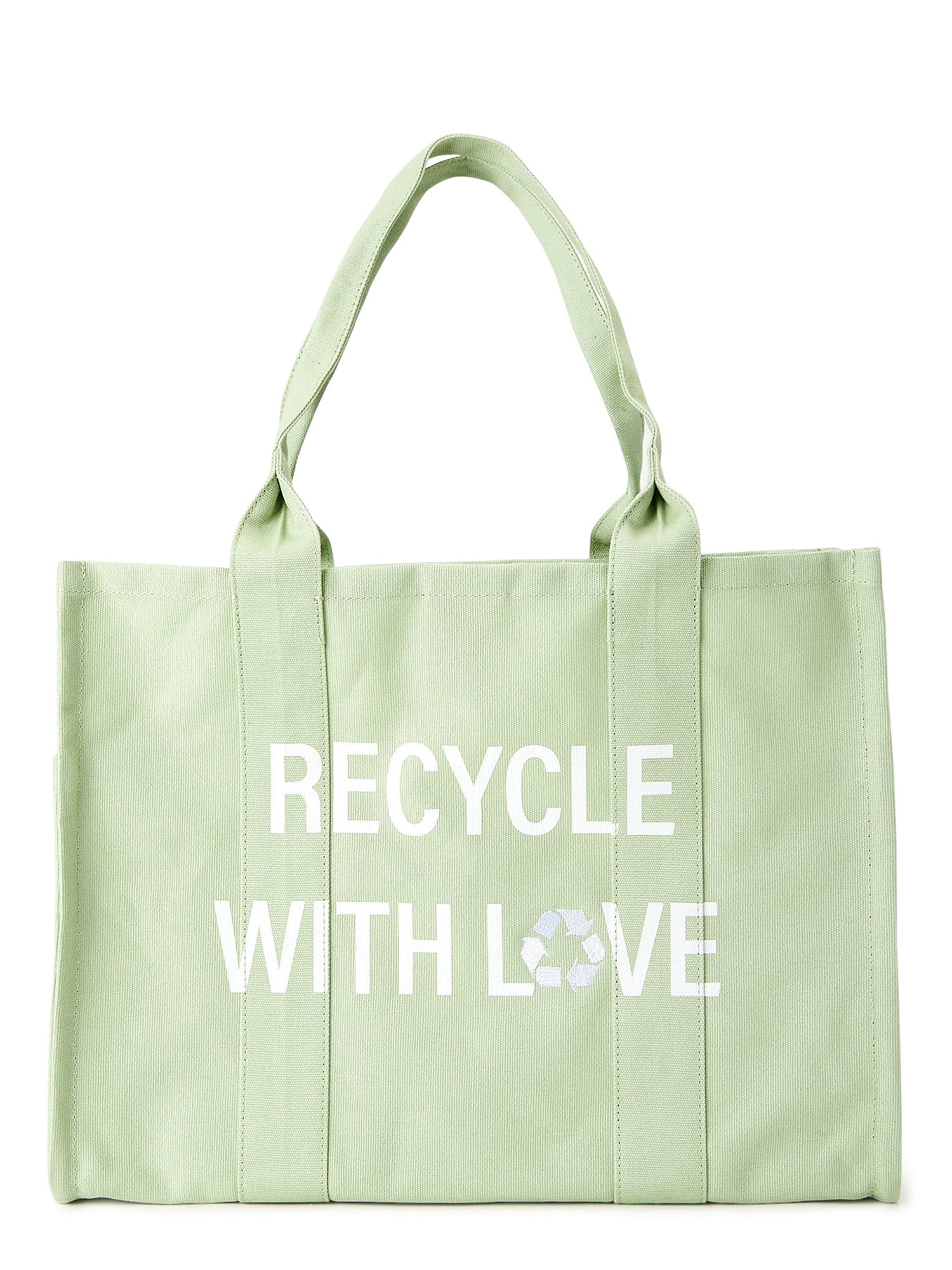 Time and Tru Women's Elevated Canvas Tote Bag Soft Cleadon Recycle with Love | Walmart (US)