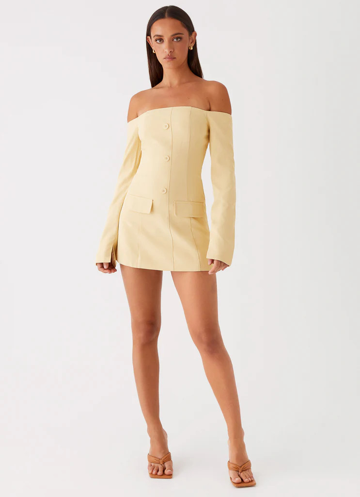 Dominique Blazer Mini Dress - Yellow | Peppermayo (Global)