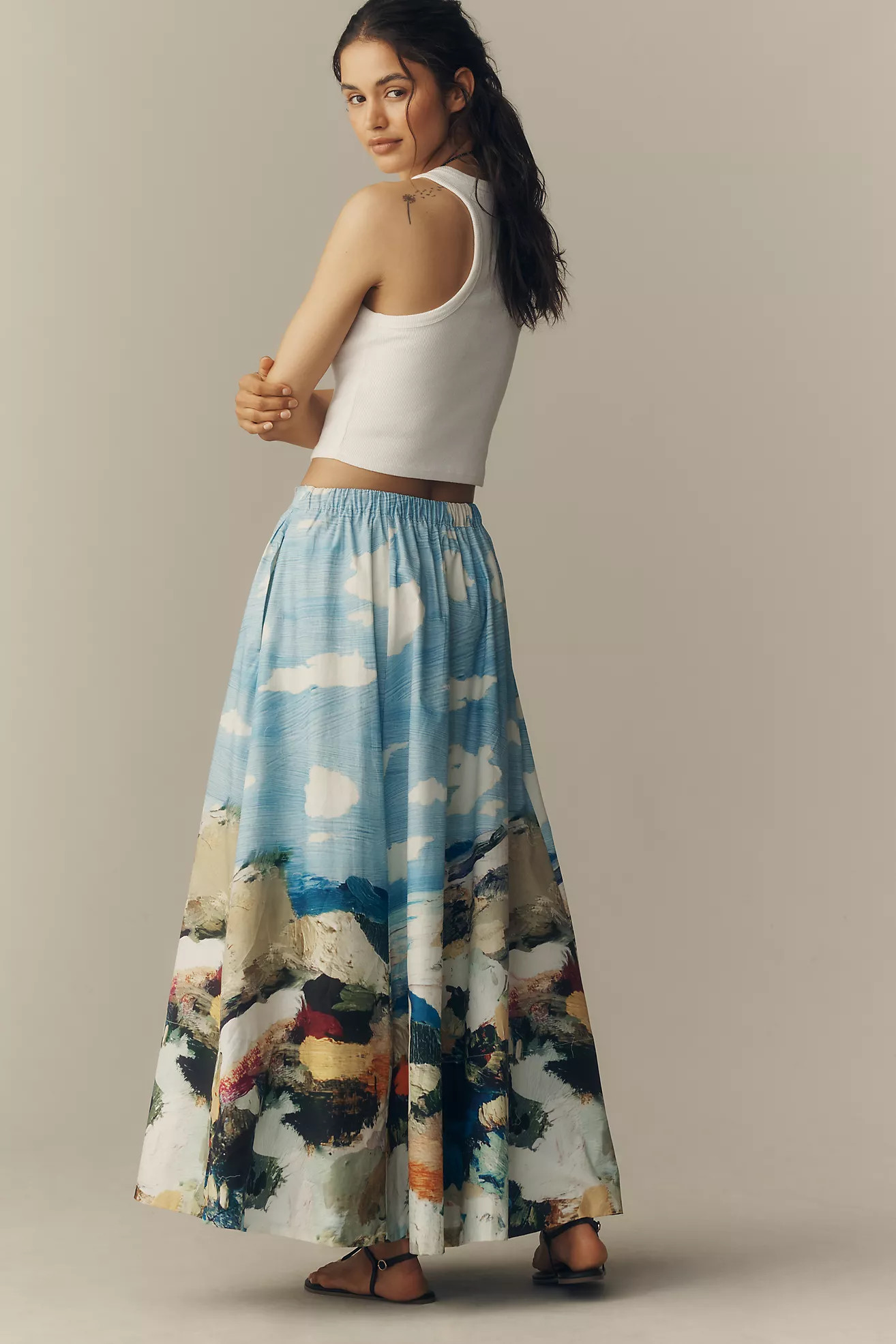 The Jacie Poplin Printed Maxi Skirt by Maeve | Anthropologie (US)