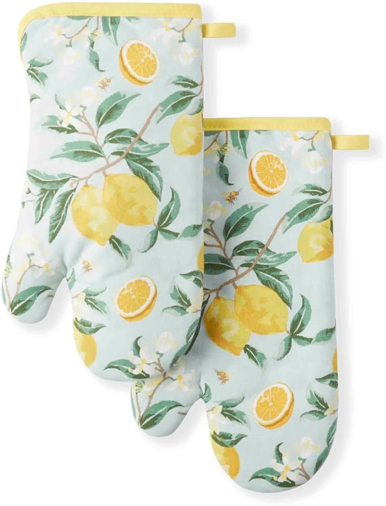 Martha Stewart Lemon Whimsy Oven Mitt 2-Pack Set, Yellow, 7"x13" | Amazon (US)