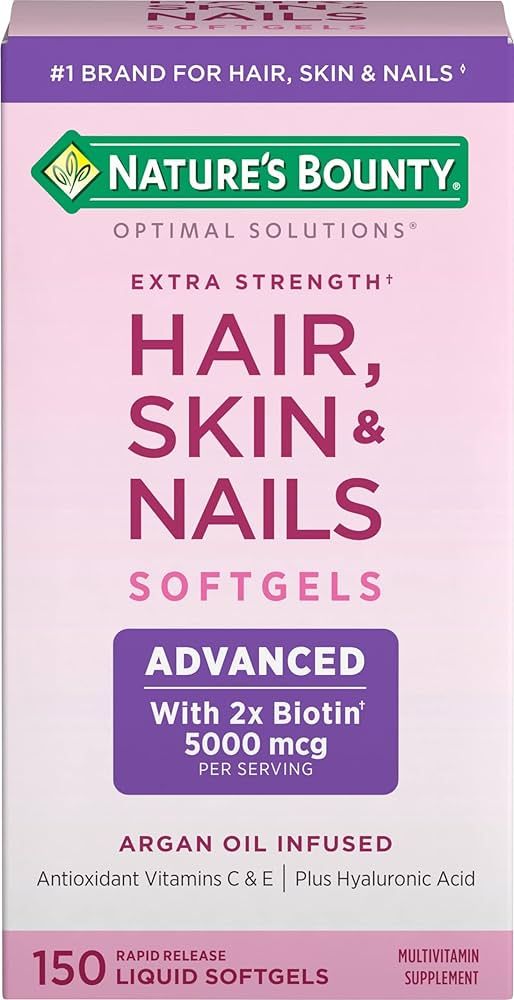 Nature's Bounty Advanced Hair, Skin & Nails, Argan-Infused Vitamin Supplement with Biotin and Hya... | Amazon (US)