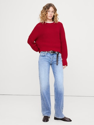 Chunky Cotton Crew-Neck Sweater | Banana Republic (CA)