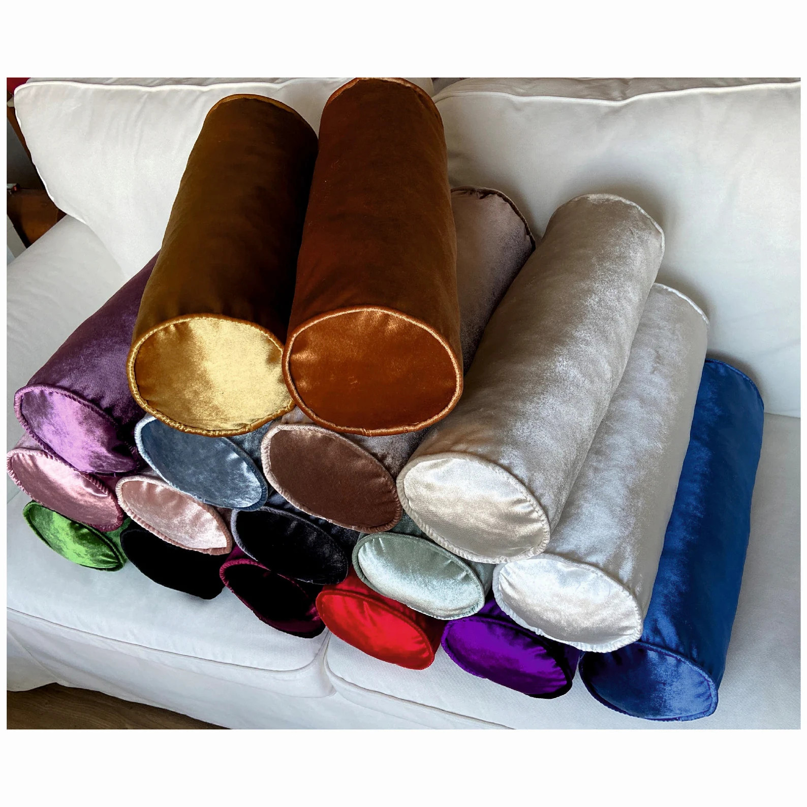 Shiny Velvet Bolster Pillow Cover, Luxury Sofa Cushion | Etsy (US)