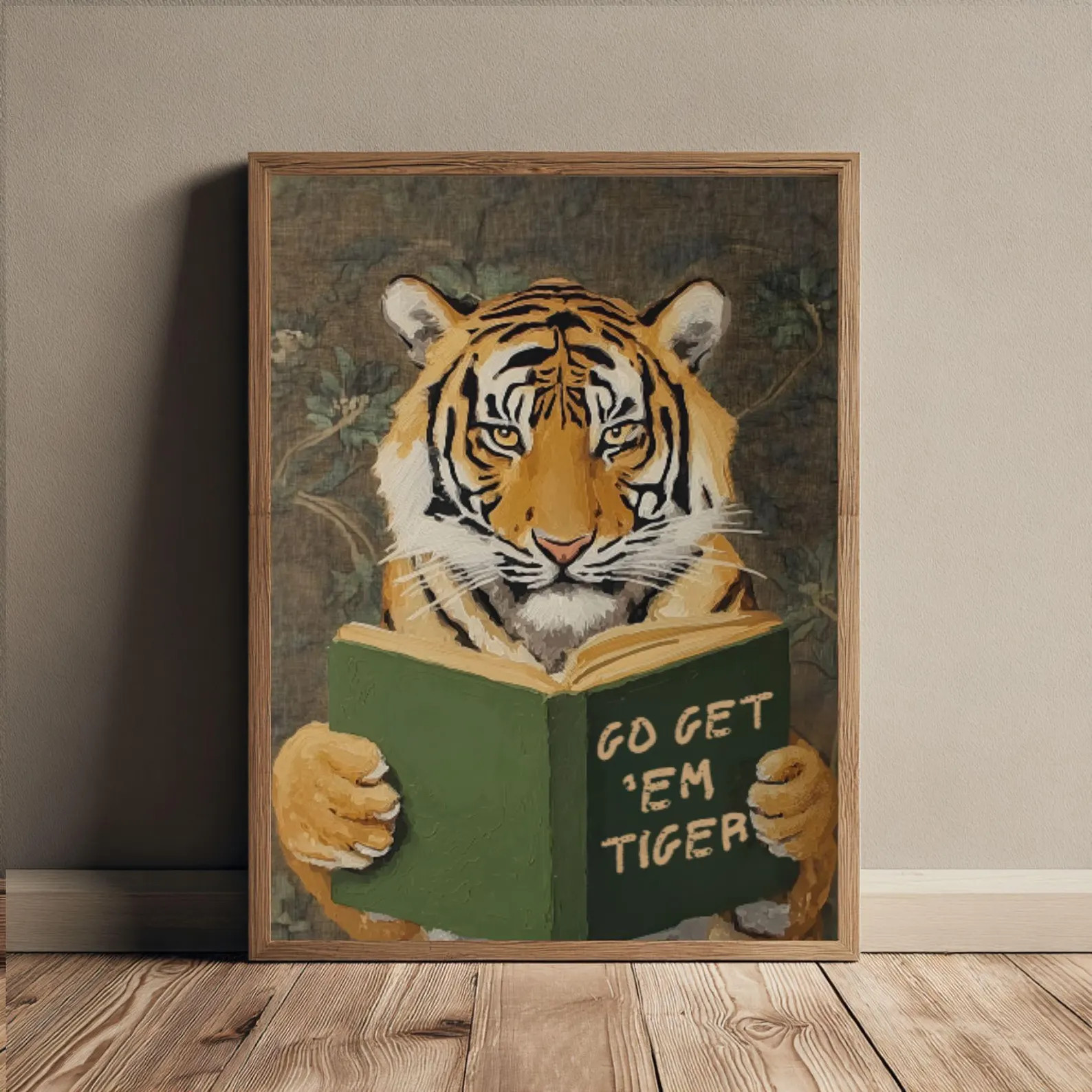 Tiger Reading Wall Art Poster Motivational Animal Print Library Office Decor Book Lover Gift Funn... | Etsy (US)