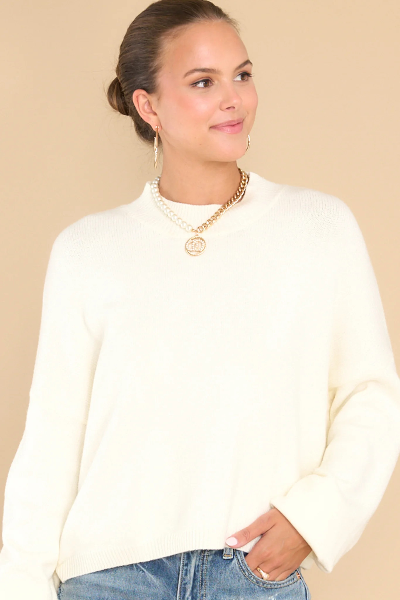 Don't Think About You Ivory Sweater | Red Dress 