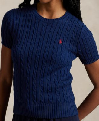 Polo Ralph Lauren Women's Cable-Knit Cotton Short-Sleeve Sweater - Macy's | Macy's