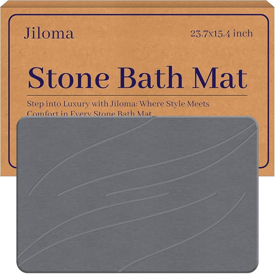 Stone Bath Mat Diatomaceous Earth Shower Mat Non-Slip Super Absorbent Bathroom Floor Mat Quick Dr... | Amazon (US)