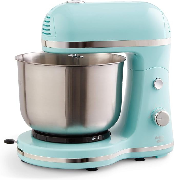 DASH Delish by DASH Compact Stand Mixer, 3.5 Quart with Beaters &amp; Dough Hooks Included - Blue | Amazon (US)