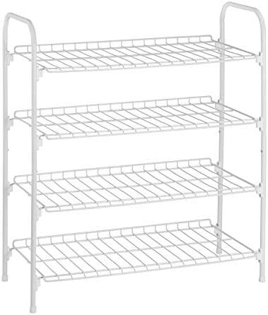 Honey-Can-Do 4-Tier White Metal Shoe Rack and Accessories Storage SHO-01172 White | Amazon (US)