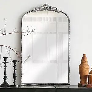 Arched Mirror, Traditional Vintage Ornate Mirror, 31" x 19" Antique Baroque Silver Wall Mirror fo... | Amazon (US)