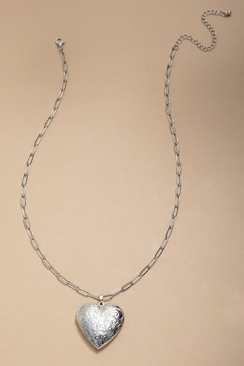 Nina Silver Heart Locket Necklace | Francesca's