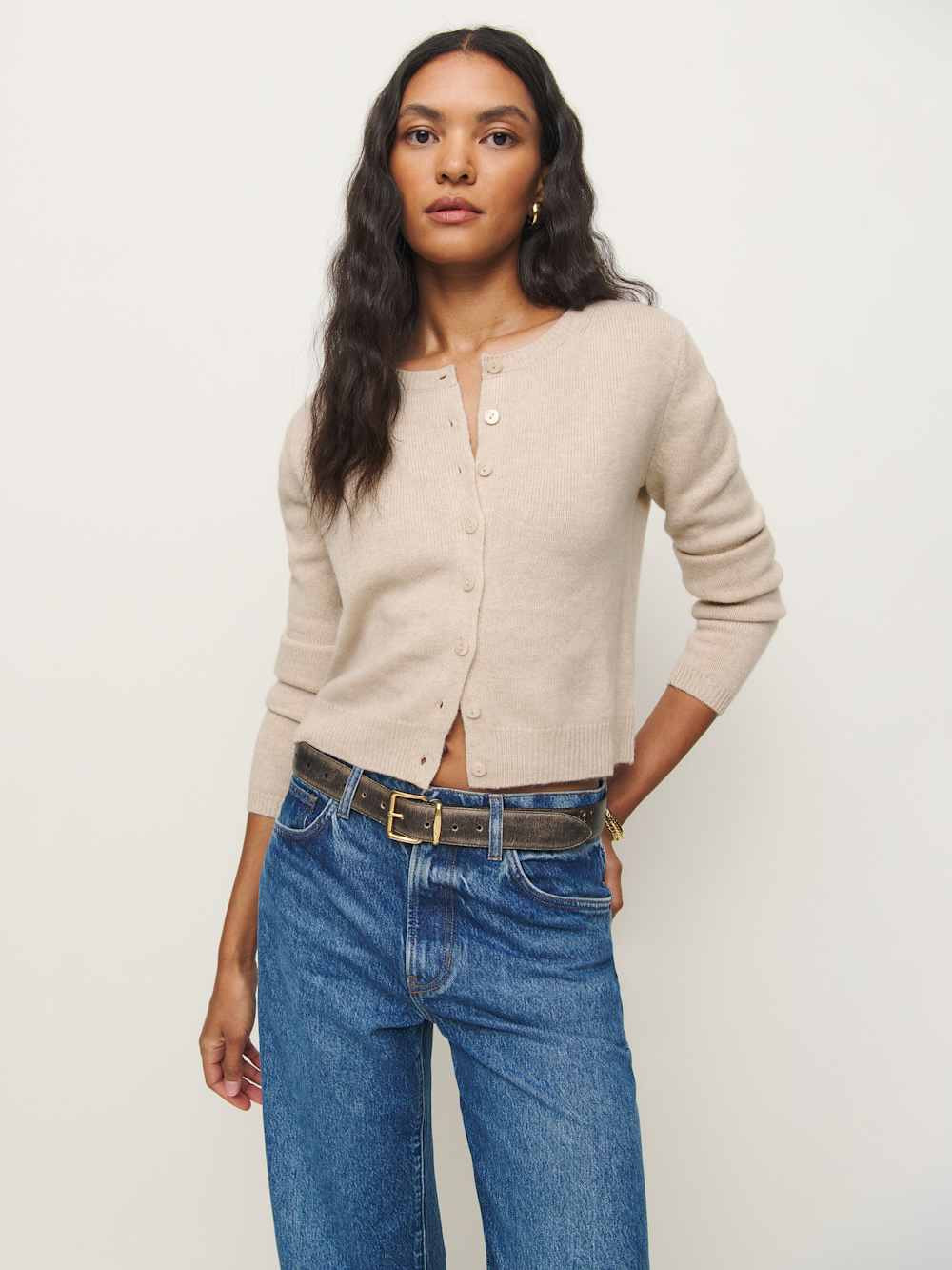 Clara Cashmere Crew Cardigan | Reformation (Global)