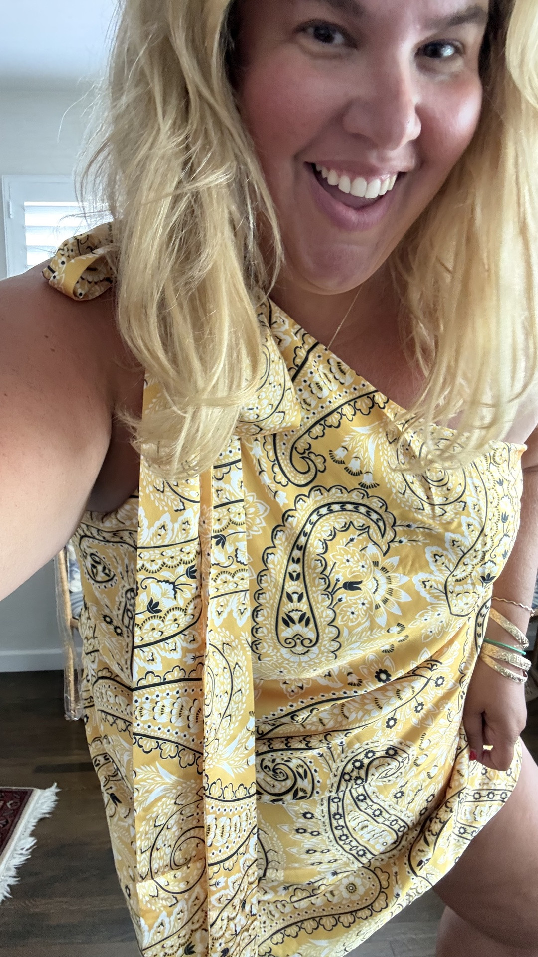 Hit the 🎯. Wearing a 3X or 20 in everything! The slacks are good, the little white dress is better, and I love the bandana okay! 

Comment shop for the links 💌