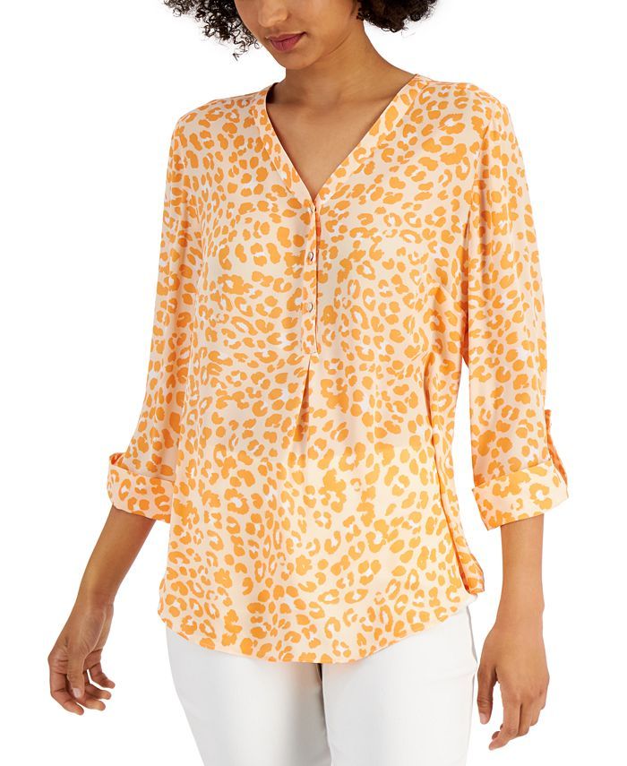 JM Collection Women's Printed V-Neck Top, Created for Macy's & Reviews - Tops - Women - Macy's | Macys (US)