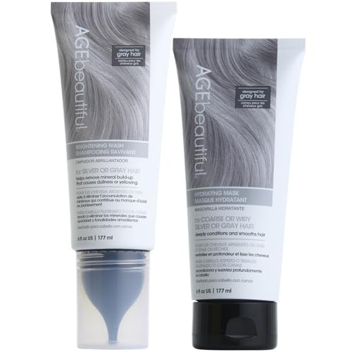 AGE beautiful Brightening Wash Shampoo & Hydrating Mask | For Wiry, Coarse Silver or Gray Hair | Remove Mineral Build-up & Pollution | Deeply Condition & Reduce Frizz for Smooth, Shiny Hair | Amazon (US)