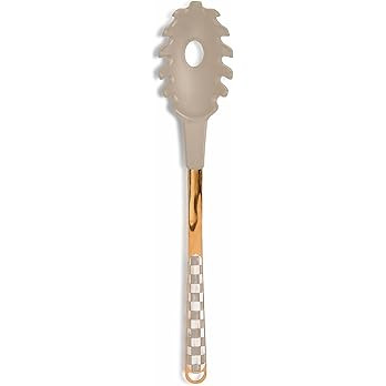 MACKENZIE-CHILDS Kitchen Pasta Spoon, Silicone Spaghetti Spoon, Brown-and-White Mocha Check | Amazon (US)