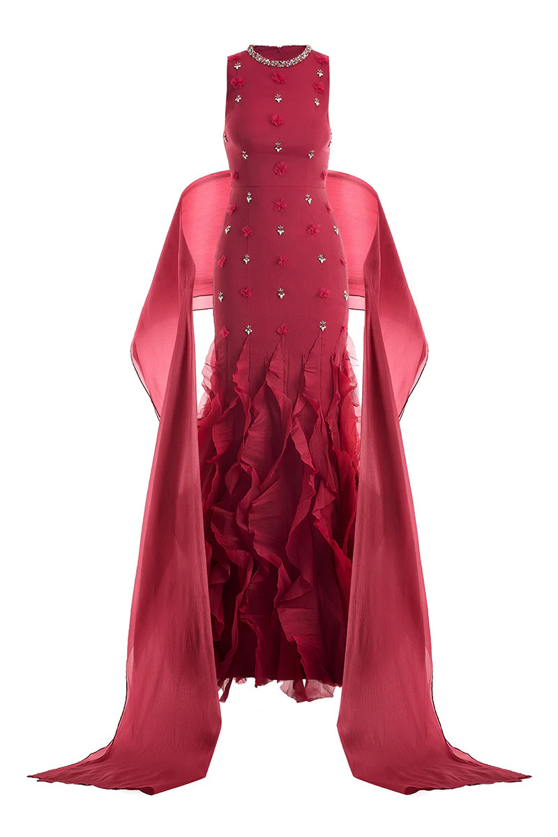 CULT MIA X HAPPY CLOTHING POTTER MERMAID ORGANZA MAXI DRESS IN RED | HAPPY CLOTHING | CULT MIA | CULT MIA UK LTD