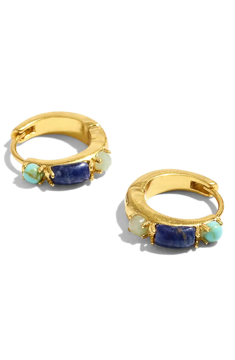 Stone Inlaid Huggie Hoop Earrings | Nordstrom