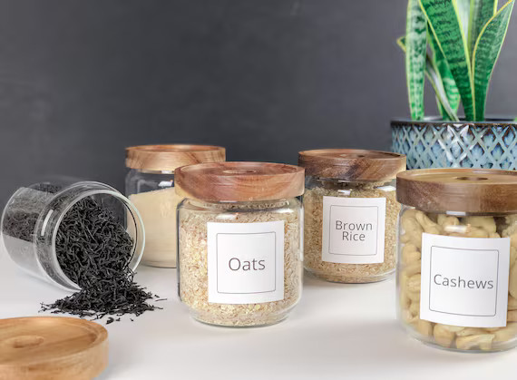 Glass Jars With Wood Lid Airtight  With Custom PERSONALIZED | Etsy | Etsy (US)