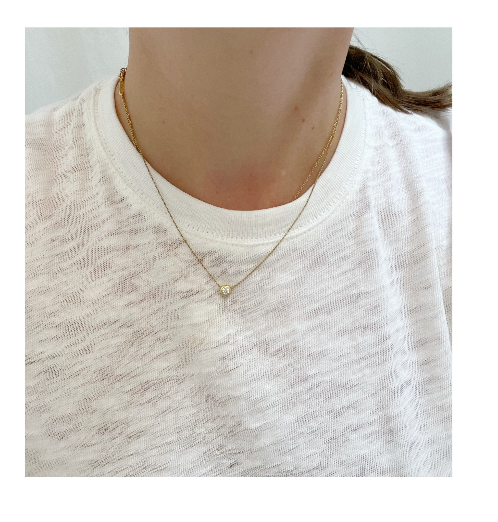 A closer up view of my Roberto Coin diamond necklace. I love that it’s adjustable to 16-18 inches. It’s on sale currently in white gold  