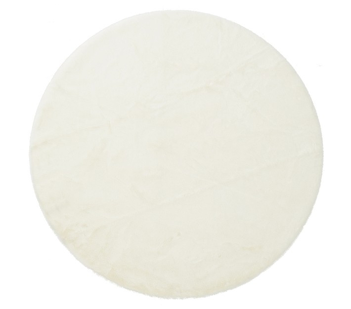 Machine Washable Faux Fur Nursery Round Rug | Pottery Barn Kids