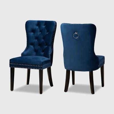 2pc Remy Velvet Upholstered Wood Dining Chair Set - Baxton Studio | Target