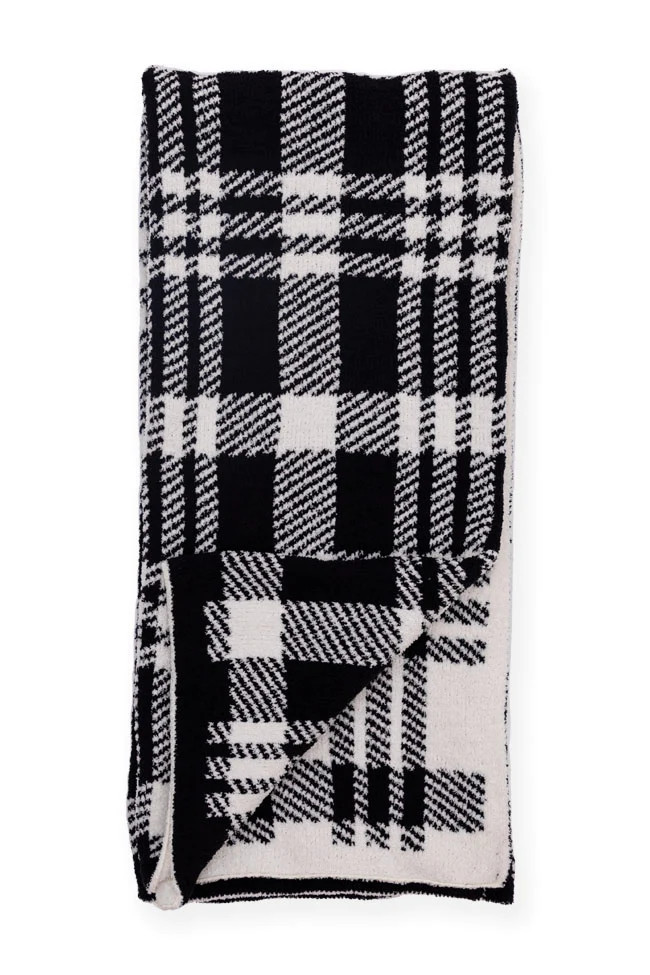 Make Me Believe Black And White Plaid Blanket | Pink Lily