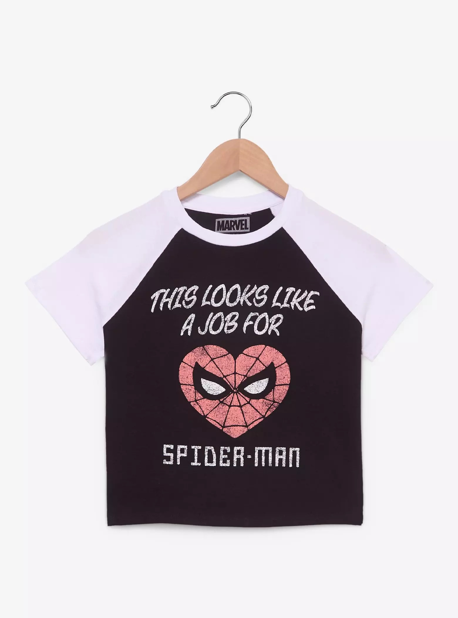 Marvel Spider-Man Job for Spider-Man Heart Women’s Ringer Baby Tee - BoxLunch Exclusive | BoxLu... | BoxLunch