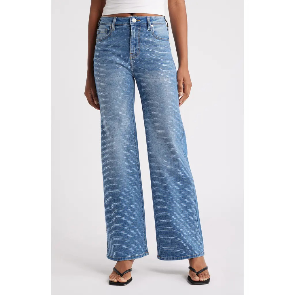 PTCL Bling Out High Waist Wide Leg Jeans in Indigo at Nordstrom, Size 29 | Nordstrom