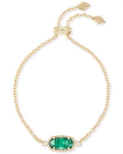 Elaina Gold Adjustable Chain Bracelet in Emerald Cats Eye | Kendra Scott