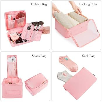 BAGAIL 8 Set Packing Cubes Luggage Packing Organizers for Travel Accessories (Blush Pink) | Amazon (US)