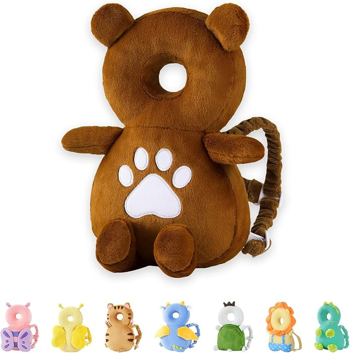 JunNeng Baby Head Protector Backpack, Toddler Fall Head Protection Cushion, Brown Bear | Amazon (US)