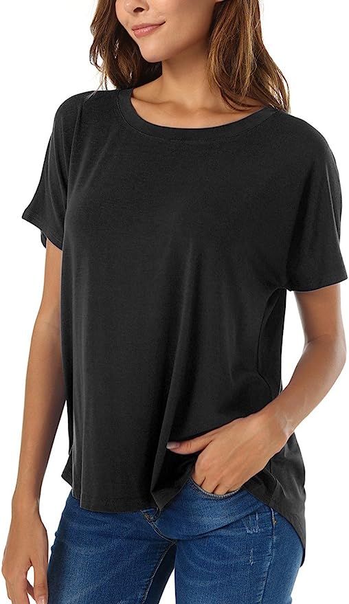 Herou Casual Summer Short Sleeve High Low Loose T Shirt Basic Tees Tops for Women | Amazon (US)