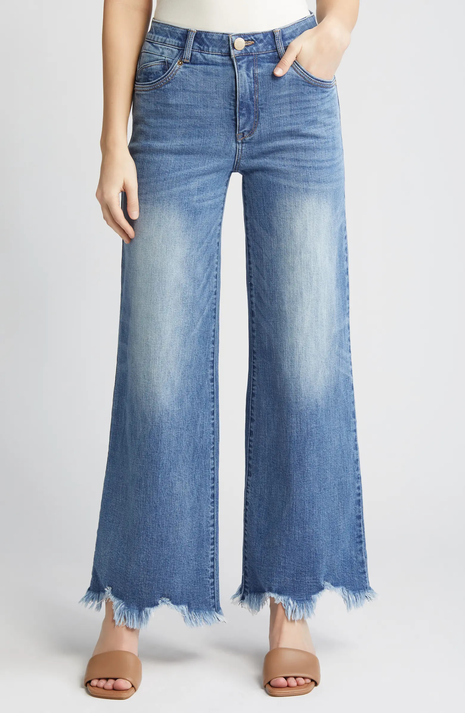 'Ab'Solution Raw Hem Wide Leg Jeans | Nordstrom