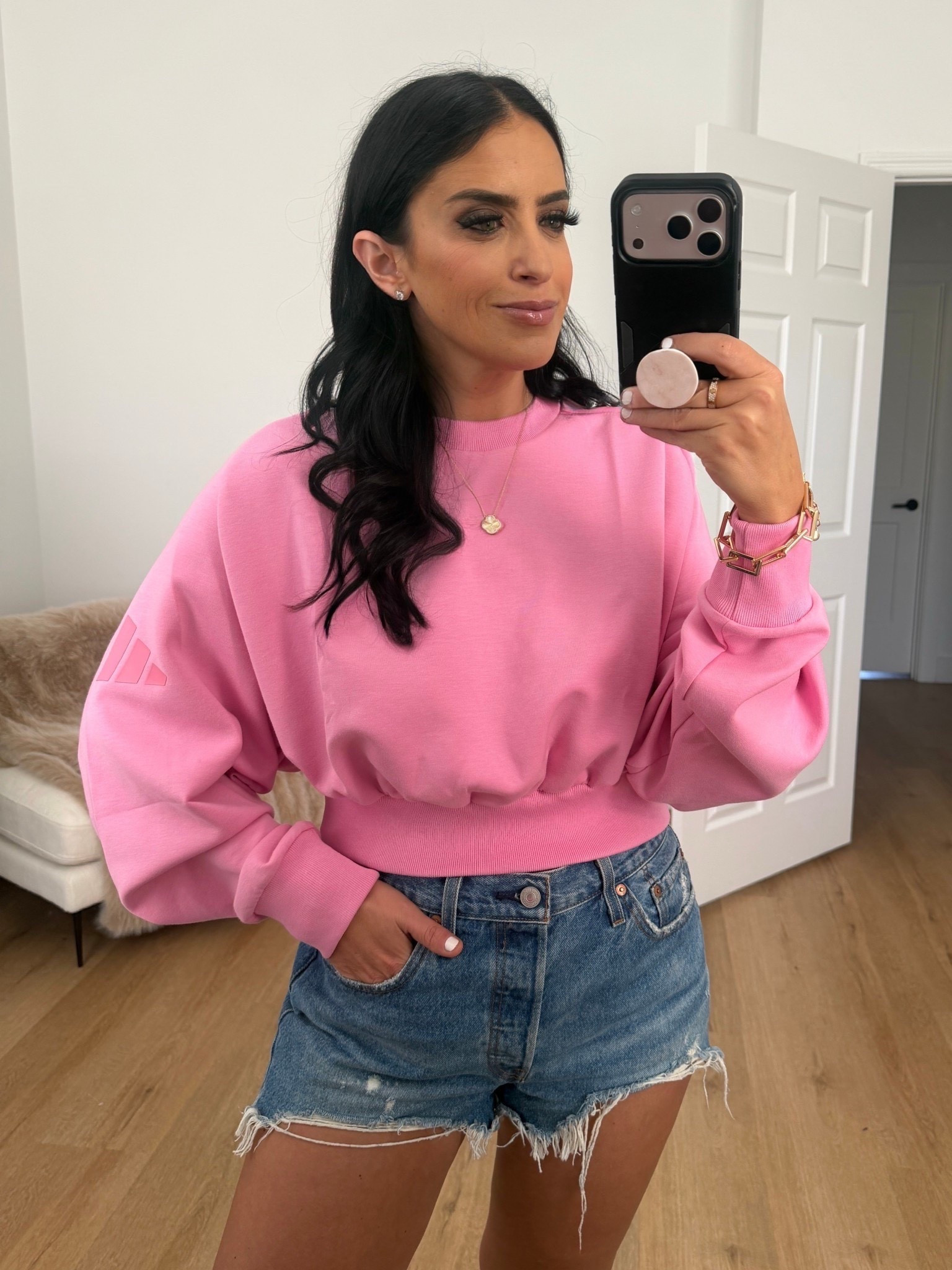 Adidas Soft lux loose sweatshirt wearing size medium. 