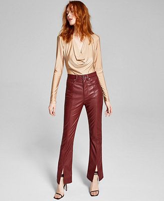 And Now This Faux-Leather Slit Bootcut Pants   & Reviews - Pants & Capris - Women - Macy's | Macys (US)