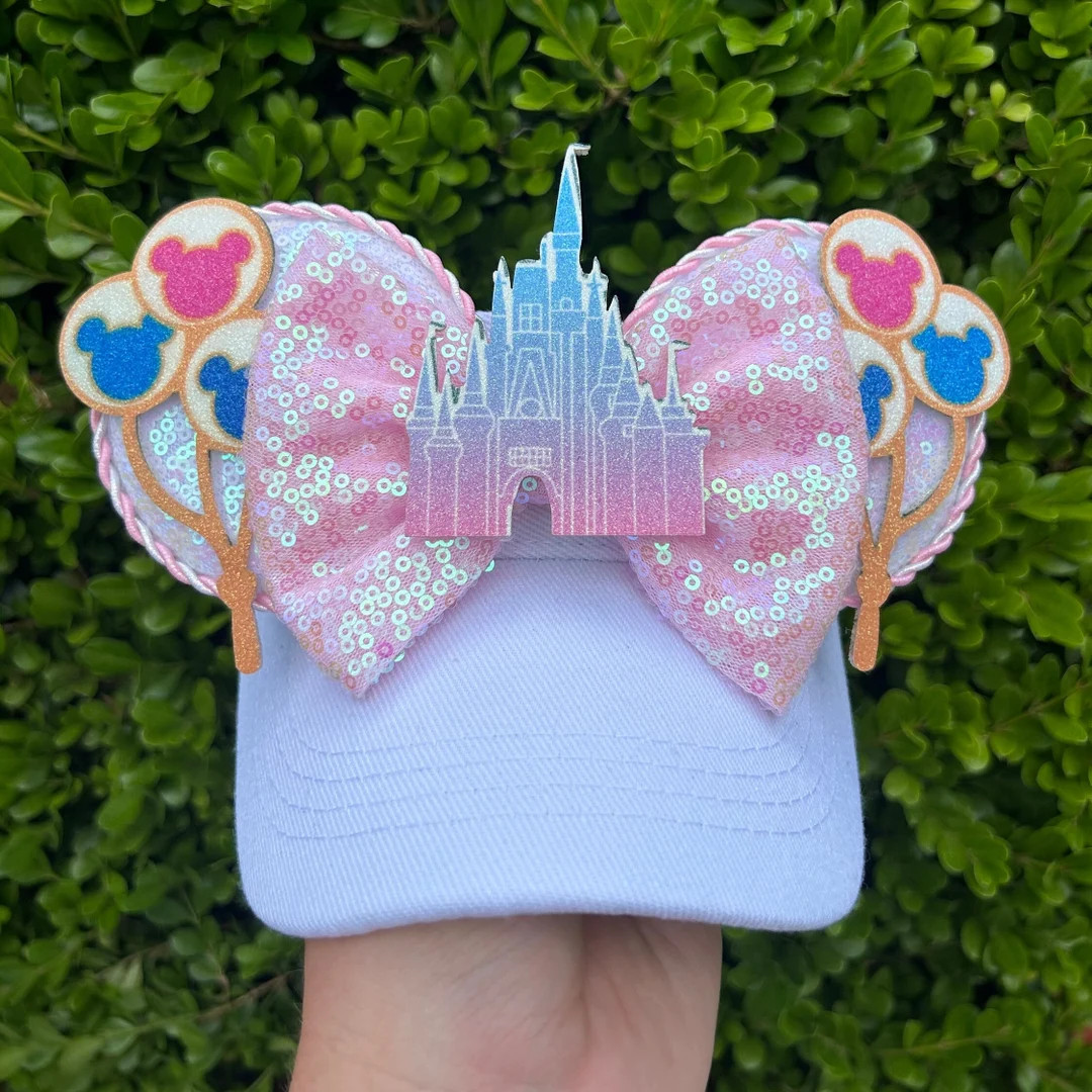 Castle and Balloons Mouse Ear Visor / Magical Castle Mouse Ears / Birthday Balloon Mouse Ear Viso... | Etsy (US)