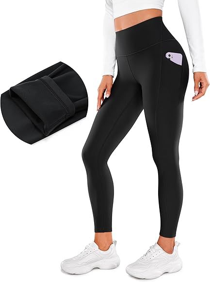 CRZ YOGA Womens Fleece Lined Leggings with Pockets 26.5" - Winter Thermal Warm Soft Water Resista... | Amazon (US)
