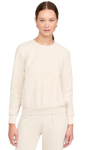 perfectwhitetee Women's Ziggy Inside Out Fleece Long Sleeve Shrunken Crew Neck Sweatshirt, Sugar, Off White, XS | Amazon (US)