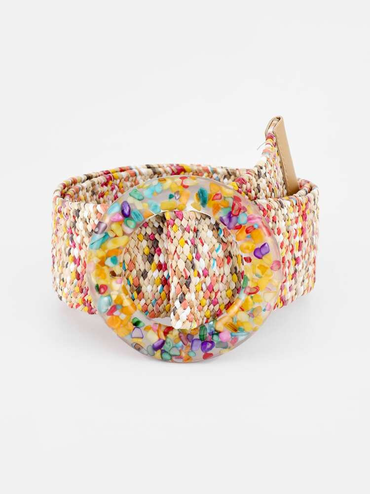 EMERY ROSE Geweven riem met ronde gesp | SHEIN