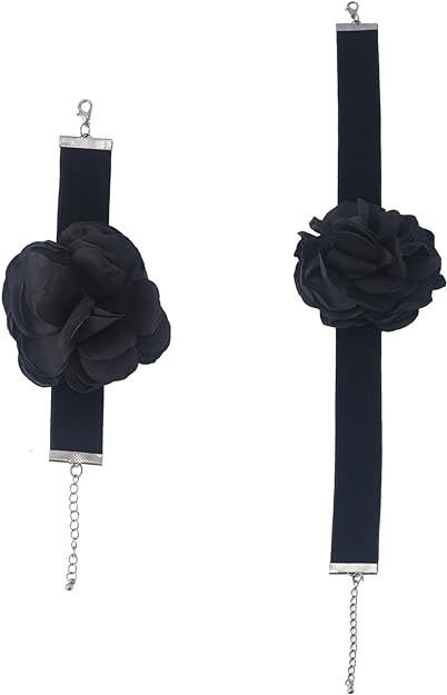 Kasmena Flower Choker Necklace Black Rose Choker Big Flower Collar Necklace,Handmade Rose Blossom... | Amazon (US)