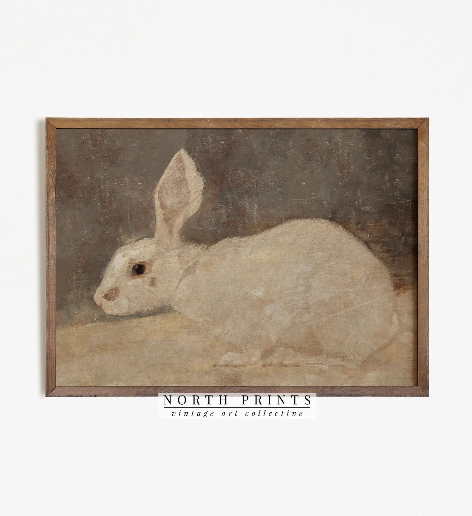 Vintage Rabbit Painting  Neutral Country Nursery Wall Art  - Etsy | Etsy (US)