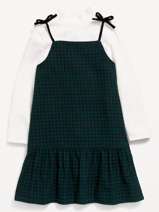 Ribbed Mock-Neck Top and Tie-Bow Ruffled Dress Set for Toddler Girls | Old Navy (US)