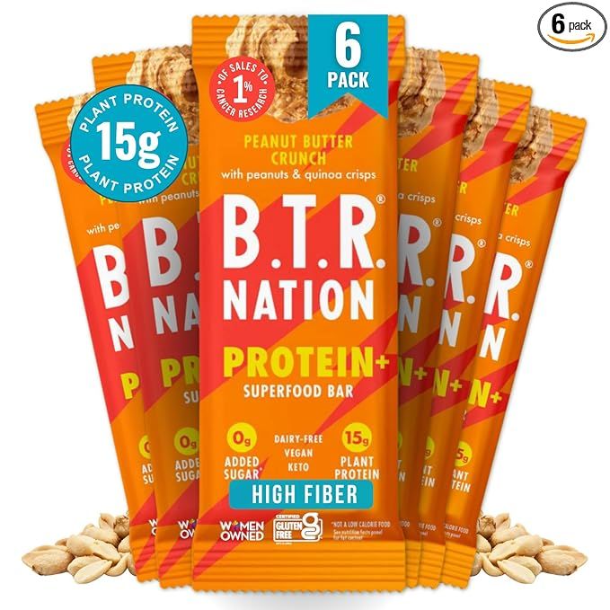 Vegan Keto Plant Based Protein & Fiber Bars by B.T.R. - Low Carb & GF | 6 Bars | Free of Sugar Al... | Amazon (US)