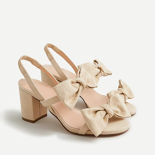 Lucie bow slingback sandals in natural twill | J. Crew US