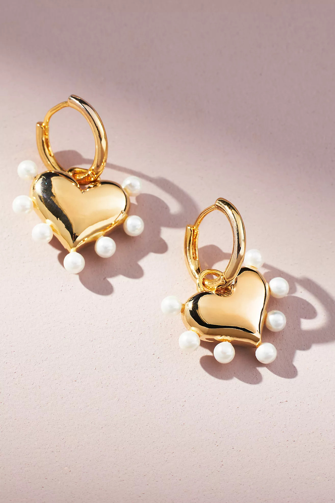 Pearl Heart Huggie Earrings | Anthropologie (US)